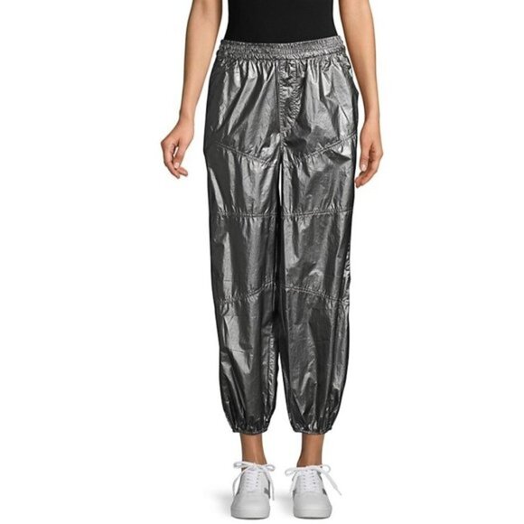 NWT Free People pewter metallic shine activewear track pants, S - Picture 10 of 14